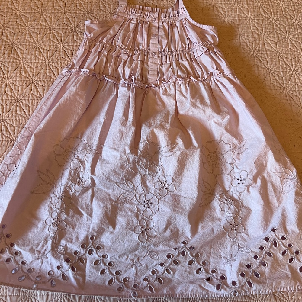 Zara Girls Dress Embroidery Lilac Sz 9 134cm